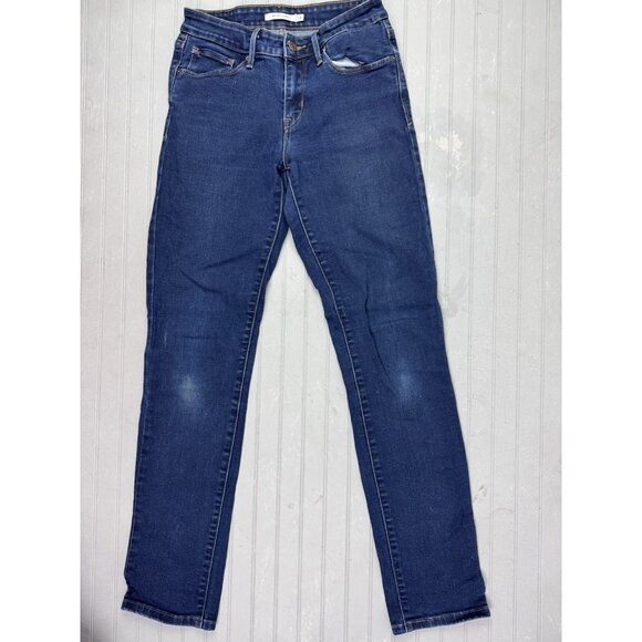 Levis Size 4 Womens Jeans Mid Rise Skinny Dark Wash Stretch - Picture 1 of 3